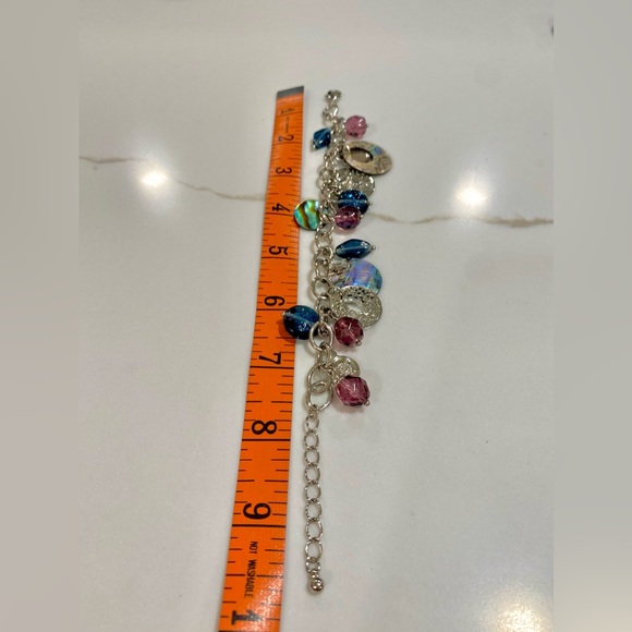 2 FOR $20 ITEM
116.  ABALONE & MULTI-COLORED BEADED CHARM BRACELET WITH EXTENDER - Picture 7 of 9